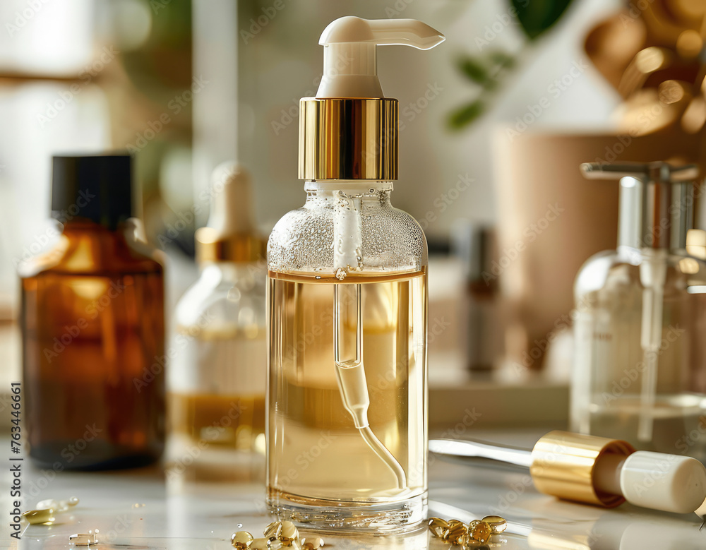Bottle of liquid soap, lotion, shampoo with perfume and lavender flower in the bathroom. Concept of clean hands, hygiene, freshness, cosmetics, parfume, skin care, skincare, aromatherapy Bottle of liquid soap, lotion, shampoo with perfume and lavender flower in the bathroom. Concept of clean hands, hygiene, freshness, cosmetics, parfume, skin care, skincare, aromatherapy