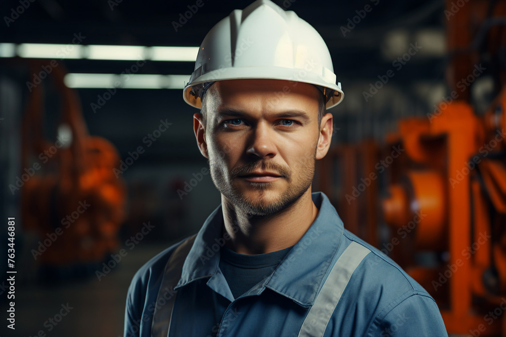 Experienced engineer in industrial uniform at big company enterprise Generative AI illustration Experienced engineer in industrial uniform at big company enterprise Generative AI illustration
