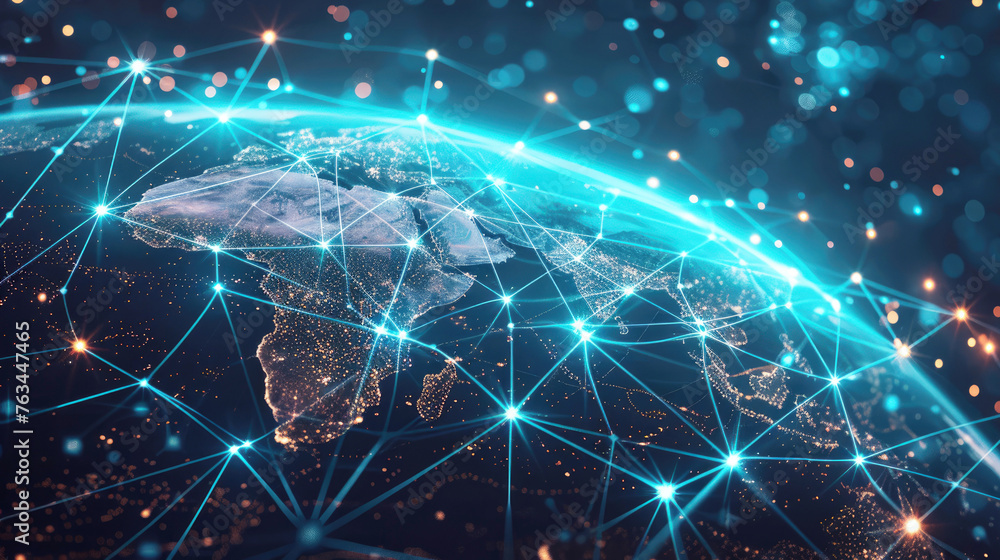 Cyberspace world map digital network connections. Concept future technology. Cyberspace world map digital network connections. Concept future technology.