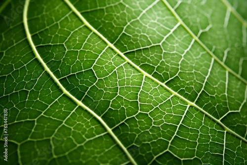Detailed macro leaf texture pattern with veins - natural greenery botanical close-up photography