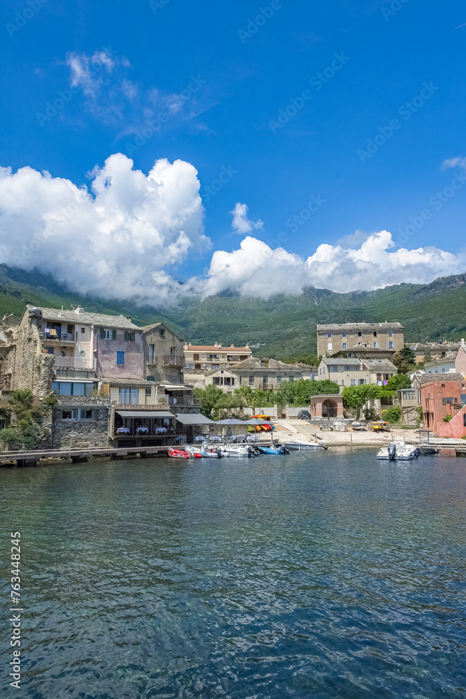 Corsica, Erbalunga, typical houses in the harbor in summer
