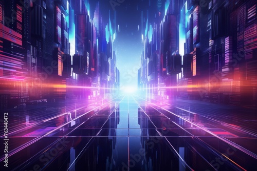 Abstract cyberpunk backdrop blending holographic effects and futuristic aesthetics
