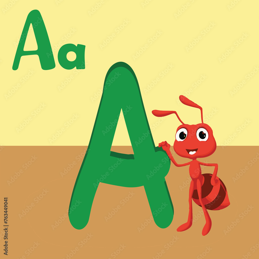 Print, A for Ant for kids ,ABC TO Z , Colorful animal alphabet letter a ...