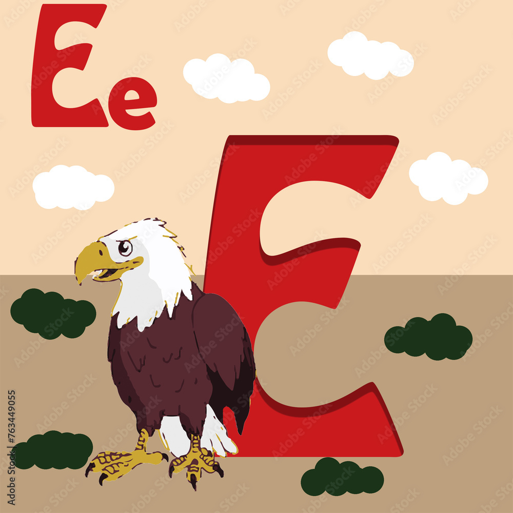 alphabet letter E, E for Eagle. ABC TO Z , Colorful animal alphabet ...