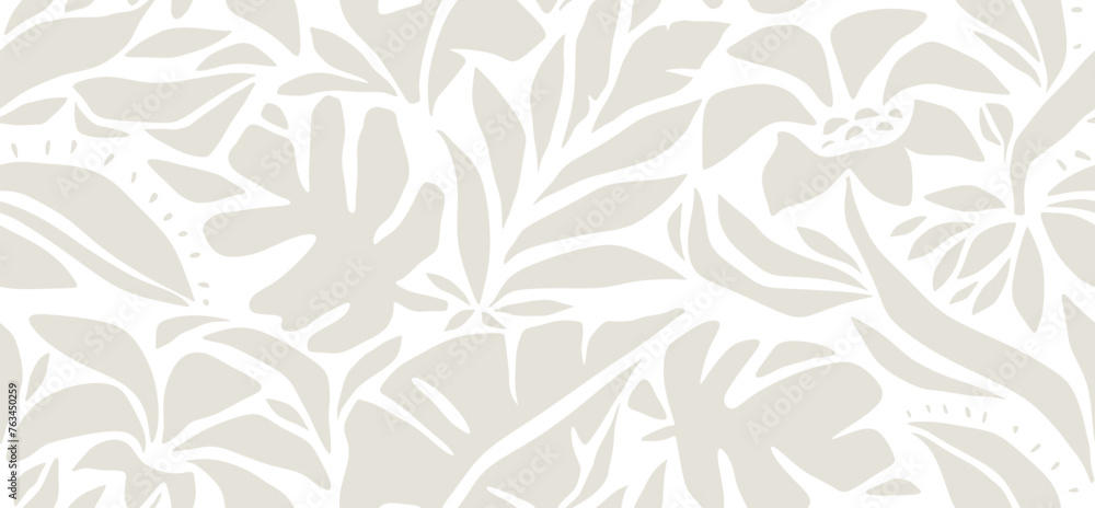 Flower and leaf abstract seamless pattern.	