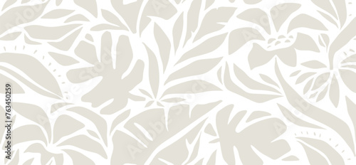 Flower and leaf abstract seamless pattern. 