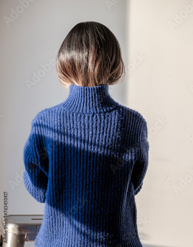 woman in the blue