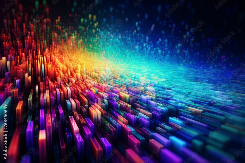Digital data stream in vibrant colors. Futuristic, data communication concept Digital data stream in vibrant colors. Futuristic, data communication concept