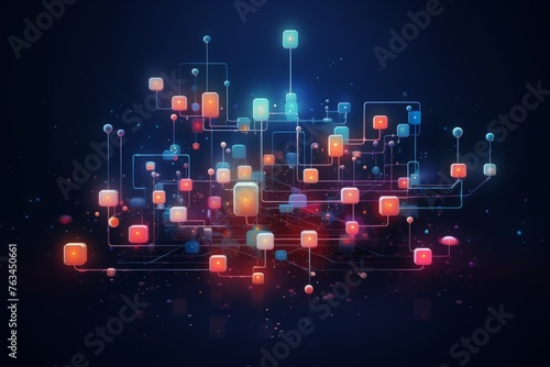 Digital network theme with abstract elements. Futuristic, technology, information concept