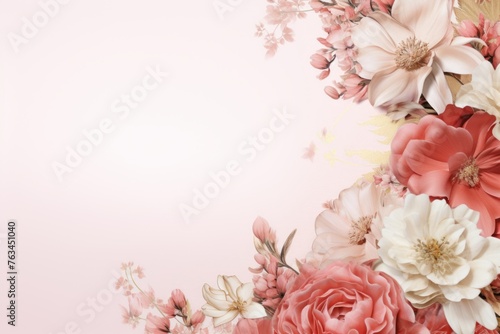 Elegant and sophisticated social media background with delicate floral arrangements © KerXing