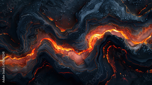 abstract texture of lava flow, with dark blue and red tones 