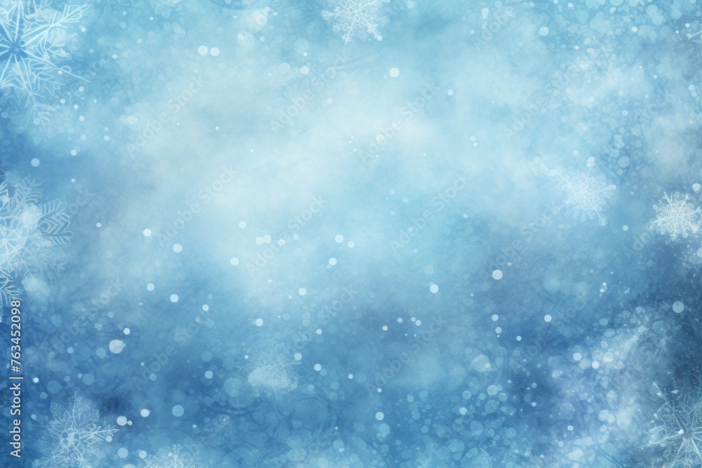 Icy blue background with shimmering snowflakes and frosty textures.