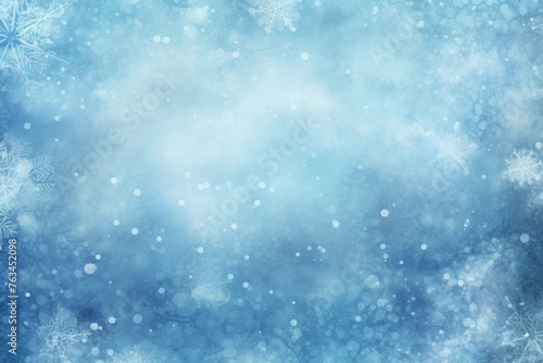 Icy blue background with shimmering snowflakes and frosty textures.
