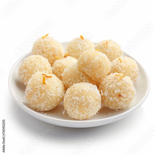 Instant Coconut laddoo or energy-rich Nariyal ke laddoo., Diwali theme, Indian sweets photo