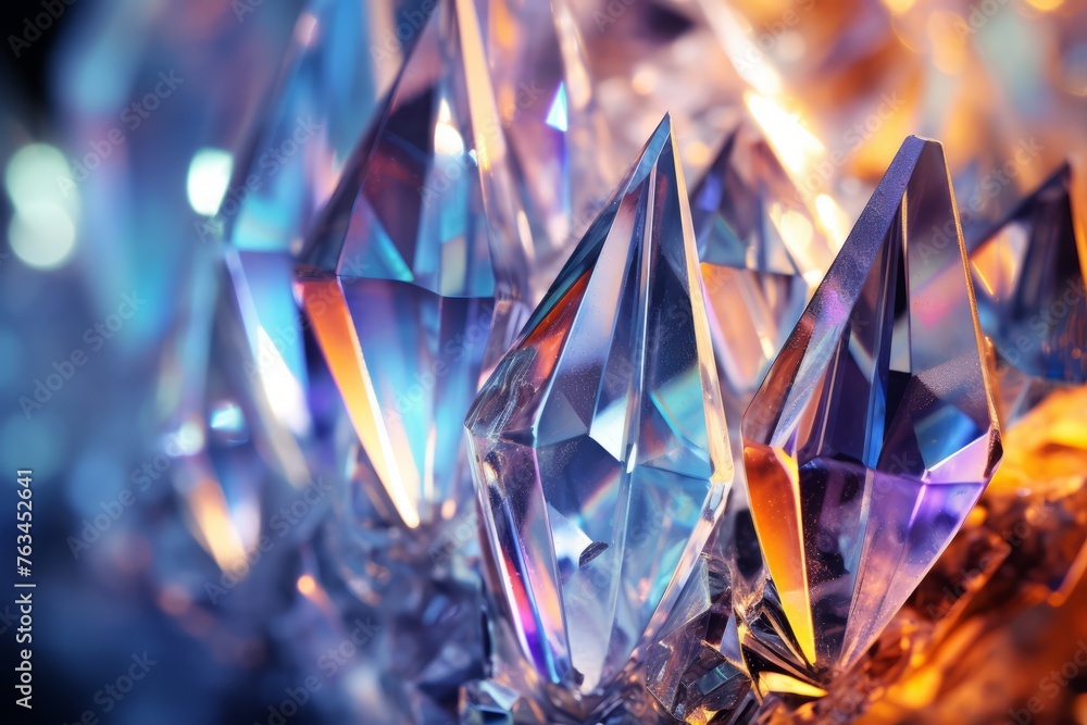 Macro shot capturing the dazzling reflections of a crystal Macro shot capturing the dazzling reflections of a crystal