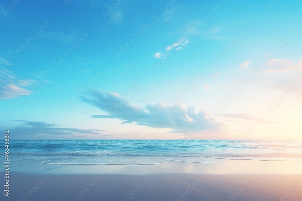Serene and calming social media background with a beach at sunrise