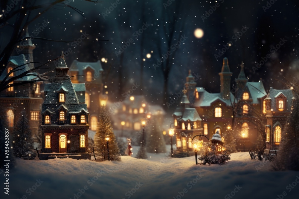 Soft and twinkling bokeh lights setting a magical Christmas scene.