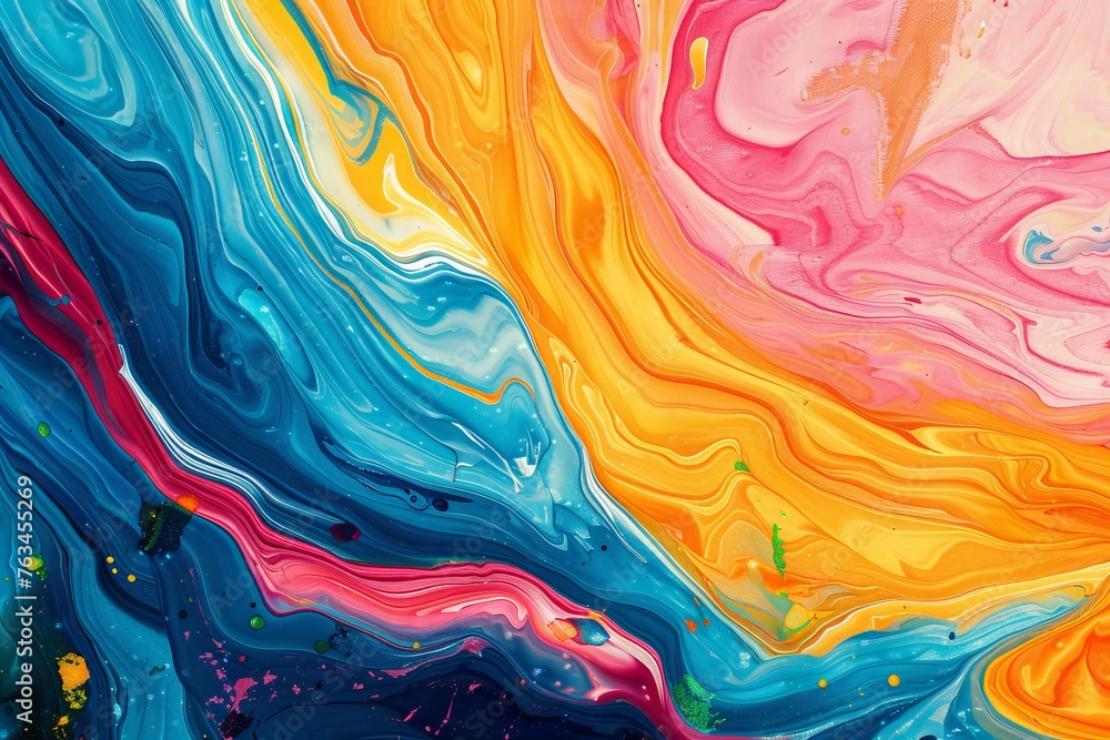 Abstract marbled acrylic paint ink painted waves painting texture colorful background banner - Bold colors, rainbow color swirls wave Abstract marbled acrylic paint ink painted waves painting texture colorful background banner - Bold colors, rainbow color swirls wave