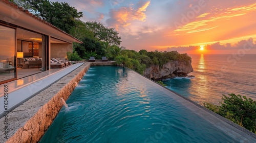 Sunset Paradise: Luxurious Villa Overlooking the Ocean. © Sandris