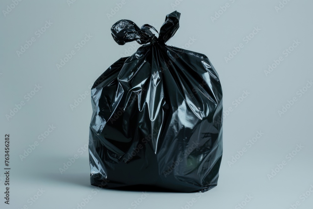 a black garbage bag in solid color background a black garbage bag in solid color background
