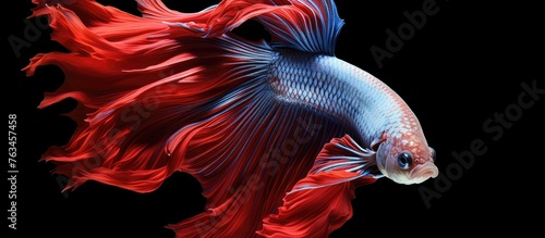 Close-up of stunning siam fish with vibrant tail colors