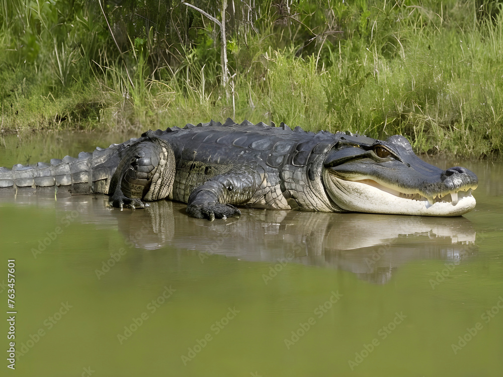 Guardians of the Swamp. Alligators in Their Natural Habitat