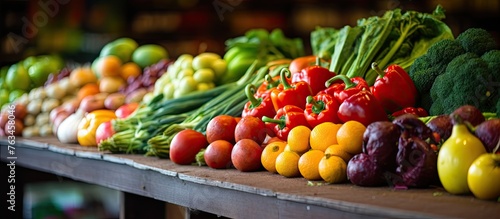 Variety of fresh produce on display at a market stall