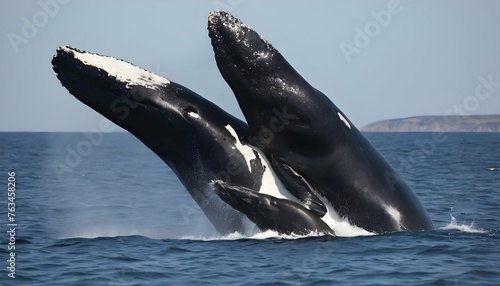 A Right Whale Calf Learning To Breach From Its Mot Upscaled 2 photo