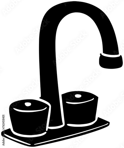 tap illustration plumber silhouette faucet logo water icon drop outline bathroom sink liquid metal home plumbing kitchen pipe leaking shape clean valve equipment for vector graphic background
