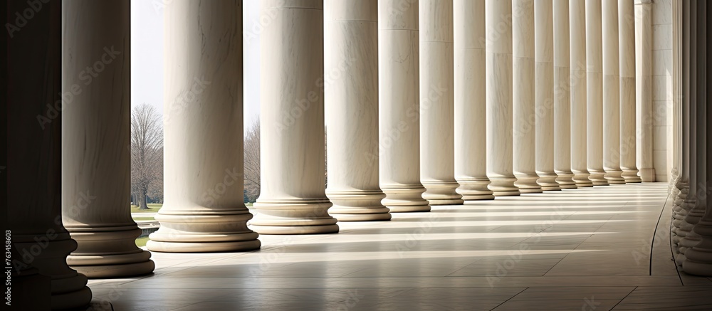 A row of columns in a building