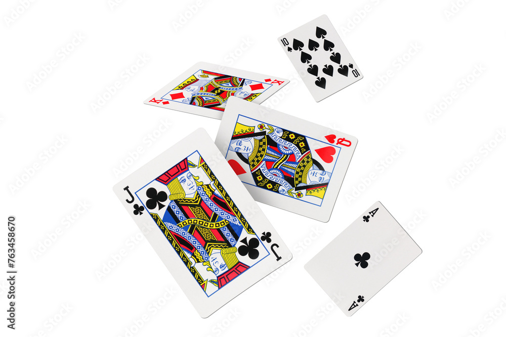 Falling playing cards on transparent background Falling playing cards on transparent background