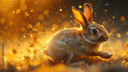 Hare. A frightened hare runs quickly