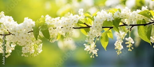 Close-up of white blossoms on tree branch © Ilgun