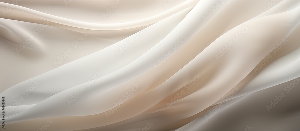 Obraz premium Close up of white and beige fabric with black background