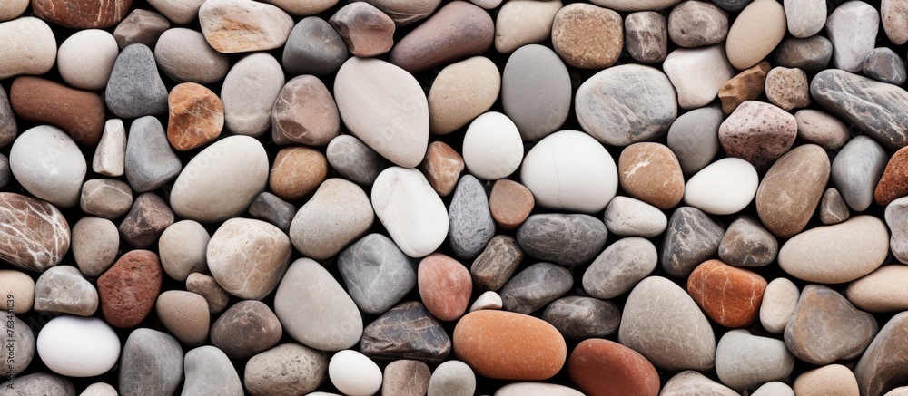 Close up view of assorted rocks, including a red and white one Close up view of assorted rocks, including a red and white one