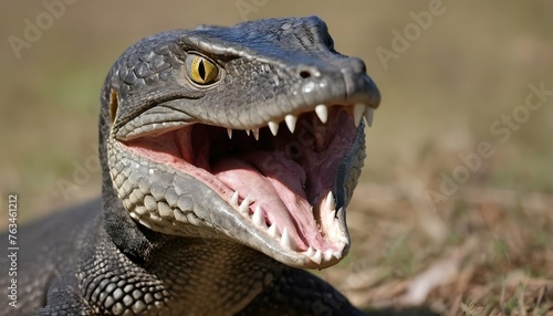 A Monitor Lizard With Its Mouth Open Displaying I Upscaled 5 © Taqwa