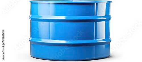 Blue plastic barrel on white background photo