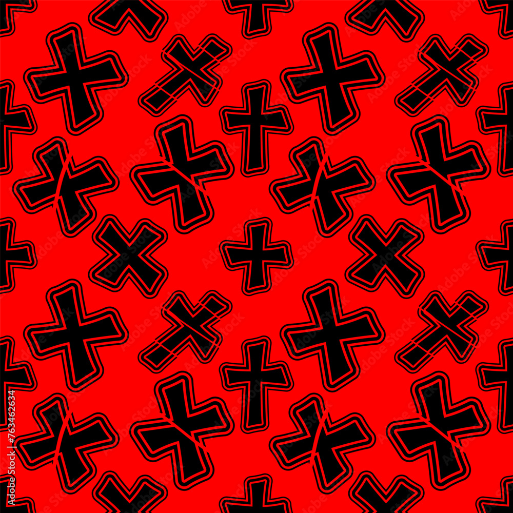 Obraz premium Seamless pattern with beautiful crosses, church or Christian crosses. Red and black
