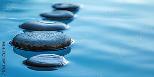 Zen stones in water with reflection peace meditation
