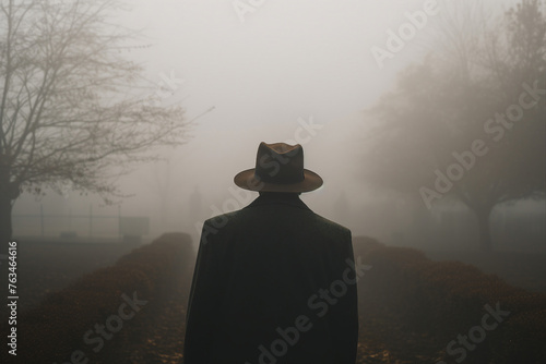 Generative AI portrait of sad perosn at the graveside during a funeral photo