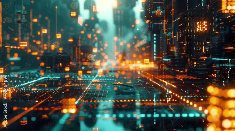 Fototapeta premium Distributed ledger technology that can be used to track the flow of digital assets 