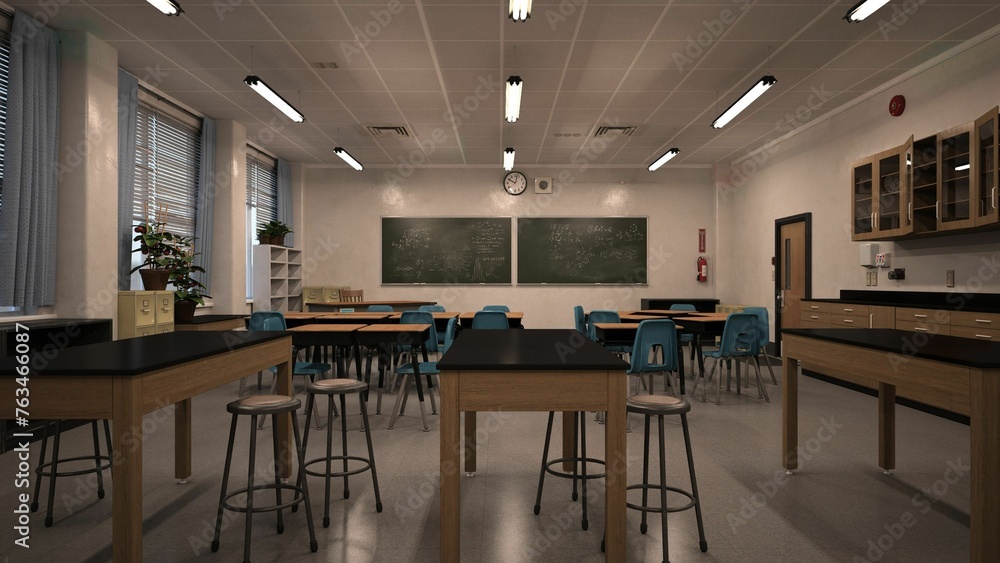 3d Render of a the Back View of a Science Classroom 3d Render of a the Back View of a Science Classroom