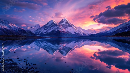 Mountain Sunrise Reflection on Lake