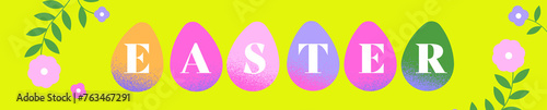 colourful easter banner rabbit flower egg spring
 (ID: 763467291)