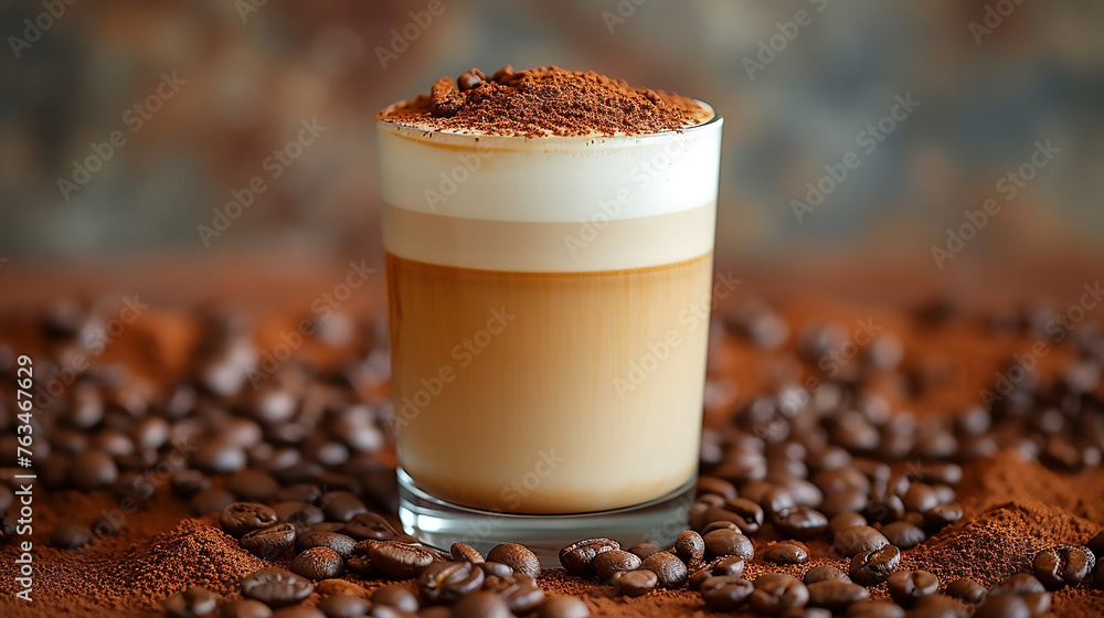 Naklejka premium Cup of coffee at café in the morning, latte art coffee 