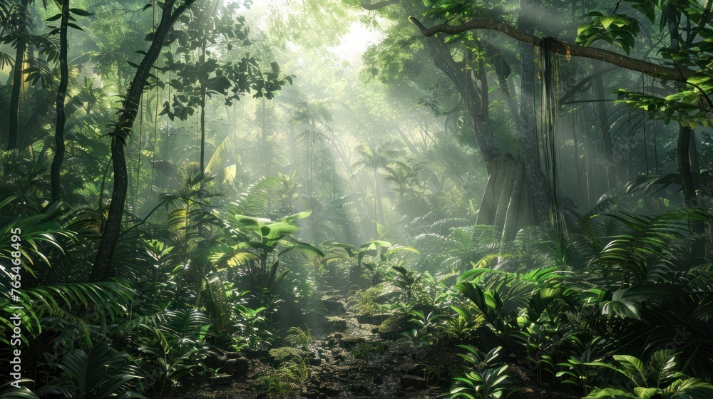 Amazon forest, land of mystery It is full of rare plants and wildlife. Experience an adventure unlike any other. First person view realistic daylight view 