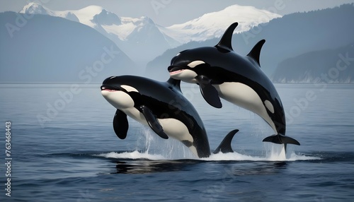 A Pair Of Orcas Hunting Together In The Deep Upscaled 7