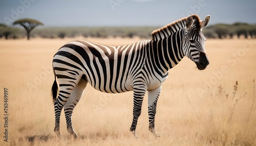 A Zebra In A Safari Landscape Upscaled