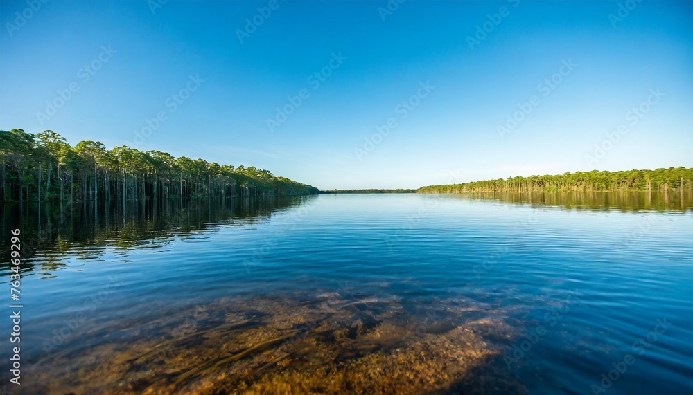 calm bright blue water texture on florida lake natural background