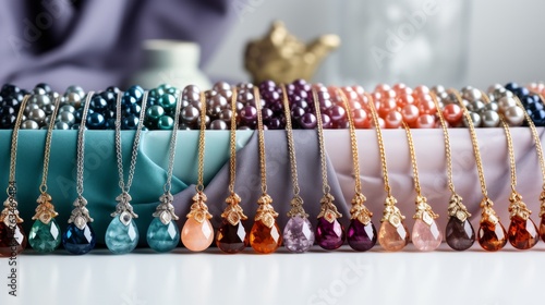 Row of Necklaces on Table